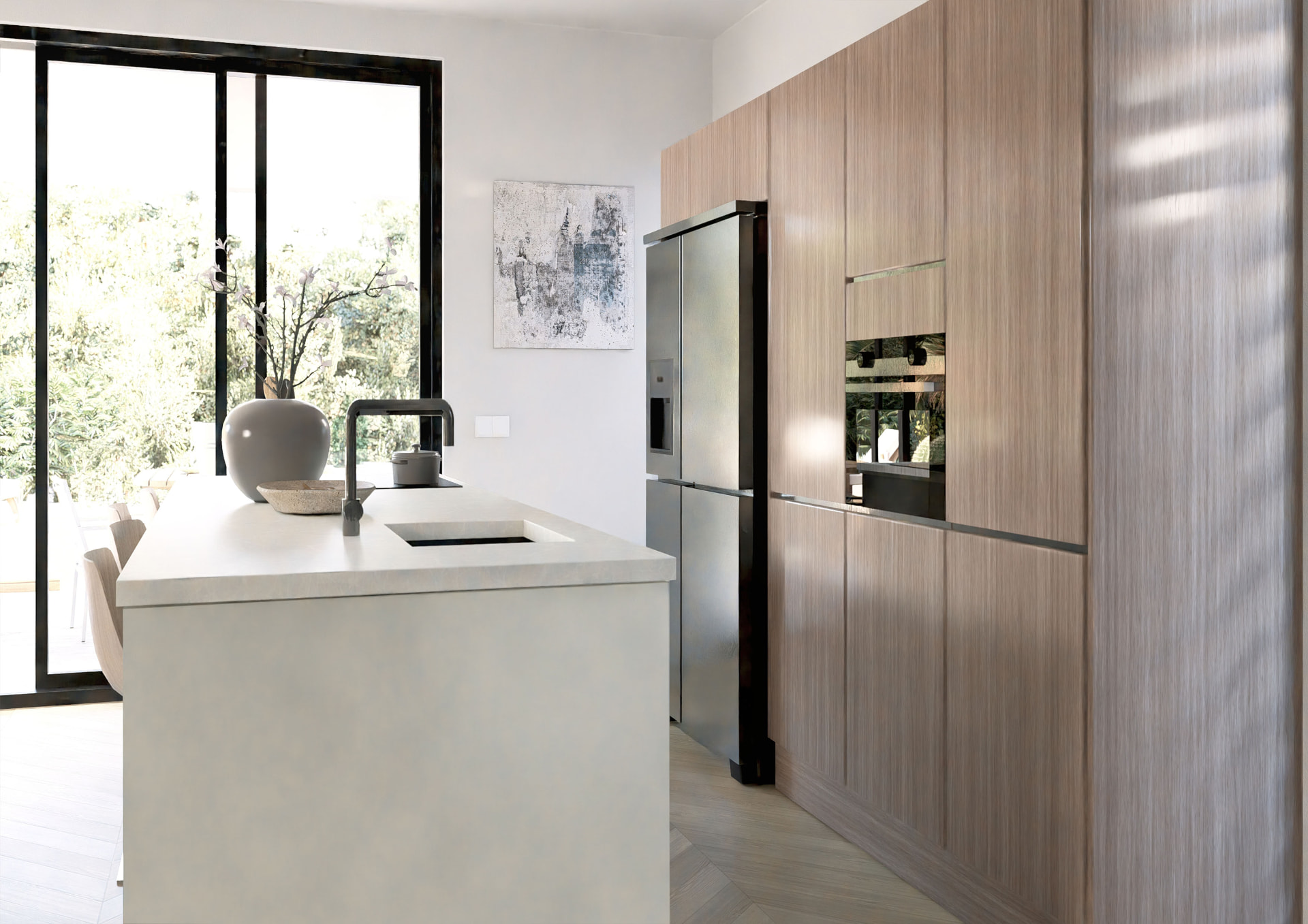 Keuken met quartz werkblad in een JULIANS villa
